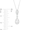 0.25 CT. T.W. Baguette and Round Diamond Open Teardrop Frame Double Drop Pendant in 10K White Gold