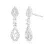 Thumbnail Image 1 of 0.25 CT. T.W. Baguette and Round Diamond Open Teardrop Frame Double Drop Earrings in 10K White Gold