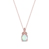 6.0mm Opal and Diamond Accent Leaf-Top Trio Pendant in 10K Rose Gold