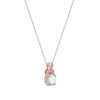 6.0mm Opal and Diamond Accent Leaf-Top Trio Pendant in 10K Rose Gold