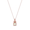 6.0mm Opal and Diamond Accent Leaf-Top Trio Pendant in 10K Rose Gold