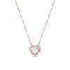 5.0mm Opal and 0.07 CT. T.W. Diamond Frame Heart Necklace in 10K Rose Gold