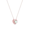 5.0mm Opal and 0.07 CT. T.W. Diamond Frame Heart Necklace in 10K Rose Gold