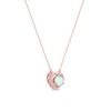 Thumbnail Image 1 of 5.0mm Opal and 0.07 CT. T.W. Diamond Frame Heart Necklace in 10K Rose Gold