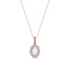 Oval Opal and Diamond Accent Scallop Frame Art Deco Pendant in 10K Rose Gold