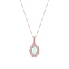 Thumbnail Image 0 of Oval Opal and Diamond Accent Scallop Frame Art Deco Pendant in 10K Rose Gold