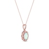 Oval Opal and Diamond Accent Scallop Frame Art Deco Pendant in 10K Rose Gold