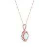 Thumbnail Image 1 of Oval Opal and Diamond Accent Scallop Frame Art Deco Pendant in 10K Rose Gold