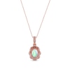 Thumbnail Image 2 of Oval Opal and Diamond Accent Scallop Frame Art Deco Pendant in 10K Rose Gold