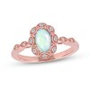 Thumbnail Image 1 of Oval Opal and 0.04 CT. T.W. Diamond Scallop Frame Art Deco Ring in 10K Rose Gold