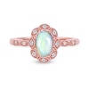 Thumbnail Image 3 of Oval Opal and 0.04 CT. T.W. Diamond Scallop Frame Art Deco Ring in 10K Rose Gold