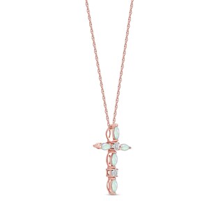 Marquise Opal and Diamond Accent Cross Pendant in 10K Rose Gold
