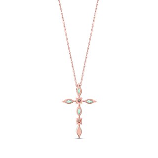 Marquise Opal and Diamond Accent Cross Pendant in 10K Rose Gold