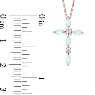 Marquise Opal and Diamond Accent Cross Pendant in 10K Rose Gold