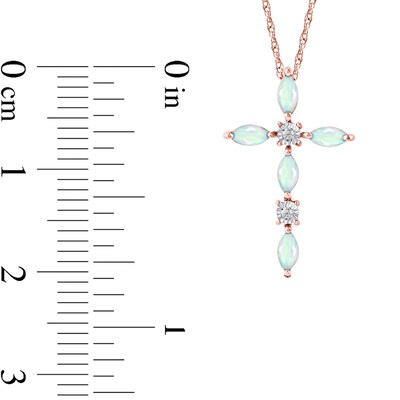 Marquise Opal and Diamond Accent Cross Pendant in 10K Rose Gold
