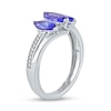 Thumbnail Image 1 of Marquise Tanzanite and 0.04 CT. T.W. Diamond Three Stone Bypass Ring in 10K White Gold