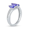 Thumbnail Image 2 of Marquise Tanzanite and 0.04 CT. T.W. Diamond Three Stone Bypass Ring in 10K White Gold