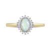Thumbnail Image 2 of Oval Opal and 0.115 CT. T.W. Baguette and Round Diamond Starburst Frame Ring in 10K Gold
