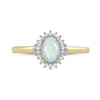 Thumbnail Image 2 of Oval Opal and 0.115 CT. T.W. Baguette and Round Diamond Starburst Frame Ring in 10K Gold