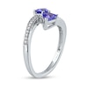 Thumbnail Image 1 of 5.0mm Trillion-Cut Tanzanite and 0.086 CT. T.W. Diamond Bypass Wrap Ring in 10K White Gold
