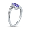 5.0mm Trillion-Cut Tanzanite and 0.086 CT. T.W. Diamond Toi et Moi Bypass Wrap Ring in 10K White Gold