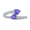 Thumbnail Image 2 of 5.0mm Trillion-Cut Tanzanite and 0.086 CT. T.W. Diamond Bypass Wrap Ring in 10K White Gold