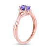 Thumbnail Image 1 of Oval Tanzanite and 0.04 CT. T.W. Diamond Frame Twist Shank Ring in 10K Rose Gold