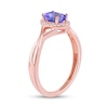 Thumbnail Image 2 of Oval Tanzanite and 0.04 CT. T.W. Diamond Frame Twist Shank Ring in 10K Rose Gold