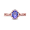 Thumbnail Image 2 of Oval Tanzanite and 0.04 CT. T.W. Diamond Frame Twist Shank Ring in 10K Rose Gold