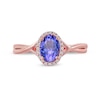 Thumbnail Image 3 of Oval Tanzanite and 0.04 CT. T.W. Diamond Frame Twist Shank Ring in 10K Rose Gold