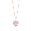 Thumbnail Image 1 of EFFY™ Collection 12.0mm Heart-Shaped Pink Quartz and 0.14 CT. T.W. Diamond Crossover Pendant in 14K Rose Gold