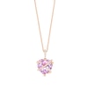 Thumbnail Image 0 of EFFY™ Collection 12.0mm Heart-Shaped Pink Quartz and 0.14 CT. T.W. Diamond Crossover Pendant in 14K Rose Gold