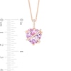 Thumbnail Image 2 of EFFY™ Collection 12.0mm Heart-Shaped Pink Quartz and 0.14 CT. T.W. Diamond Crossover Pendant in 14K Rose Gold