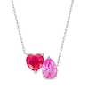 Thumbnail Image 1 of Heart-Shaped Lab-Created Ruby and Pear-Shaped Pink Lab-Created Sapphire Two Stone Necklace in 10K White Gold