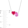 Thumbnail Image 3 of Heart-Shaped Lab-Created Ruby and Pear-Shaped Pink Lab-Created Sapphire Two Stone Necklace in 10K White Gold