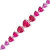 Thumbnail Image 0 of Heart-Shaped Lab-Created Ruby and Pink and White Lab-Created Sapphire Graduated Line Bracelet in Sterling Silver - 7.25"