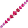 Thumbnail Image 1 of Heart-Shaped Lab-Created Ruby and Pink and White Lab-Created Sapphire Graduated Line Bracelet in Sterling Silver - 7.25"