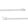 Thumbnail Image 3 of Heart-Shaped Lab-Created Ruby and Pink and White Lab-Created Sapphire Graduated Line Bracelet in Sterling Silver - 7.25"