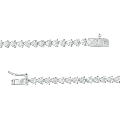 Heart-Shaped Lab-Created Ruby and Pink and White Lab-Created Sapphire Graduated Line Bracelet in Sterling Silver - 7.25"