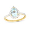 Thumbnail Image 1 of Pear-Shaped Aquamarine and 0.29 CT. T.W. Diamond Frame Ring in 10K Gold