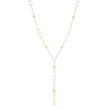 Oval Freshwater Cultured Pearl Cross Station "Y" Necklace in 10K Gold