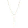 Thumbnail Image 0 of Oval Cultured Freshwater Pearl Cross Station "Y" Necklace in 10K Gold