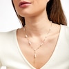 Thumbnail Image 1 of Oval Cultured Freshwater Pearl Cross Station "Y" Necklace in 10K Gold