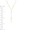 Oval Freshwater Cultured Pearl Cross Station "Y" Necklace in 10K Gold