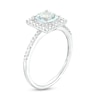 Thumbnail Image 2 of 6.0mm Cushion-Cut Aquamarine and 0.23 CT. T.W. Diamond Square-Shaped Frame Ring in 10K White Gold