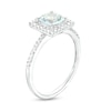 Thumbnail Image 3 of 6.0mm Cushion-Cut Aquamarine and 0.23 CT. T.W. Diamond Square-Shaped Frame Ring in 10K White Gold