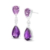 Thumbnail Image 1 of Pear-Shaped Amethyst, Lavender Quartz and White Topaz Drop Earrings in Sterling Silver