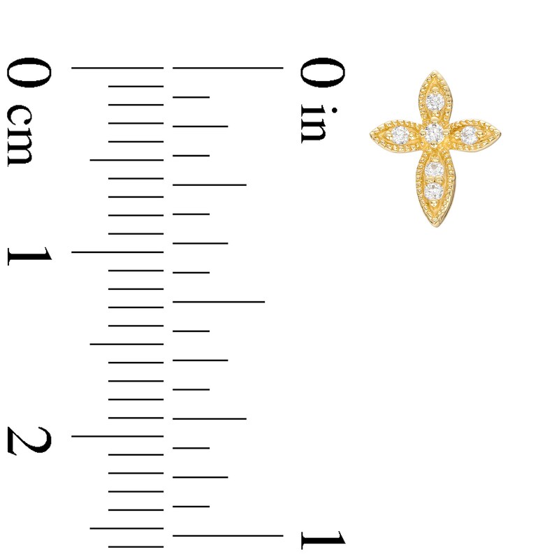 Main Image 3 of 0.04 CT. T.W. Diamond Point-Ends Vintage-Style Cross Stud Earrings in 10K Gold