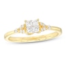 Thumbnail Image 0 of 0.32 CT. T.W. Quad Princess-Cut Diamond Leaf-Sides Engagement Ring in 10K Gold