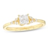 Thumbnail Image 1 of 0.32 CT. T.W. Quad Princess-Cut Diamond Leaf-Sides Engagement Ring in 10K Gold